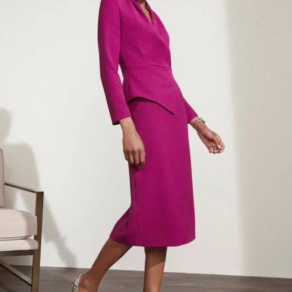 The Fold London Hathaway Dress Magenta Sculpt Stretch Crepe NWT - Picture 3 of 7